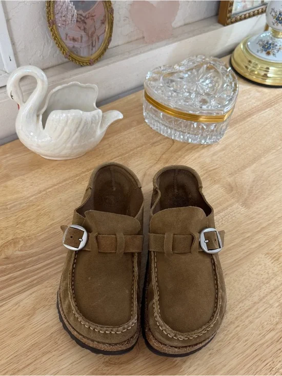 Birkenstock Buckley Women's size 7/EU 38 Suede Leather Slip On Shoes Mules Comfy - Picture 4 of 13